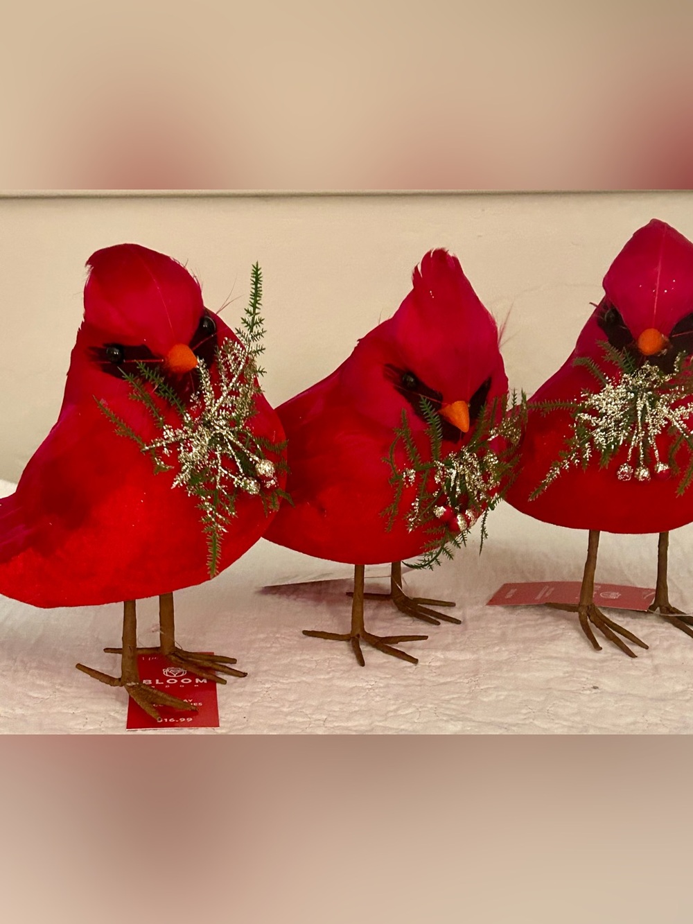 Joanne’s Red Cardinal Birds. Set of 3